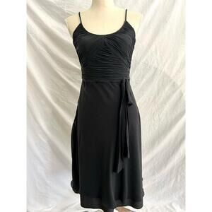 Ann Taylor Dress Womens Size 4 Black Y2K Sleeveless Braided Ruched Bodice